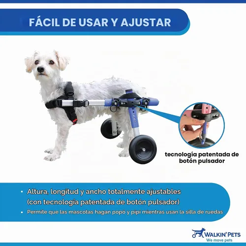 Vista 4 de Walkin' Wheels Silla de ruedas Dachshund - para perros pequeños de 2 a 30 libras - Aprobado por veterinarios - Silla de ruedas para perros para Azul