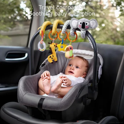 Vista 7 de TUMAMA - Juguetes en espiral para asiento de automóvil, juguetes para bebés de 0, 3, 6, 9, 12 meses, cochecito infantil, juguetes colgantes
