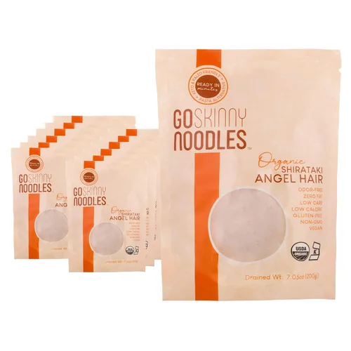 Vista 17 de GoSkinny Noodles Angel Hair (paquete de 6), Shirataki y Konjac orgánico, bajo en carbohidratos, bajo en calorías, sin gluten, vegano, keto, paleo