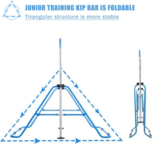 Vista 4 de Gymnastics Bar for Kids,Folding Gymnastic Training Kip Bar with Rings,Gymnastics Equipment for Kids,5-Level Adjustable Height Fitness Equipment for