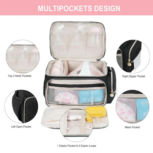 Vista 5 de Bolsa de extractor de leche apta para Spectra S1 y S2, bolsa de bombeo Estuche de transporte con alfombrilla impermeable para accesorios