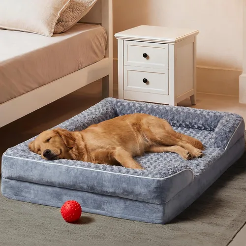 Vista 11 de WNPETHOME Camas para perros de gran tamaño, sofá cama ortopédica lavable para perros con forro impermeable y parte inferior antideslizante para Gris