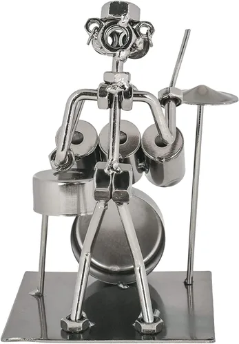 Vista 5 de The Bridge Collection Estatuilla metálica metálica metálica de batería de estilo industrial, decoración de baterista, regalos únicos para músicos