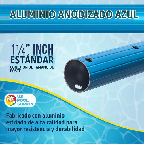 Vista 4 de U.S. Pool Supply Poste telescópico de piscina de 12 pies – Red de aluminio para piscina, rastrillo, cepillo, mango de cabeza al vacío, adjunta