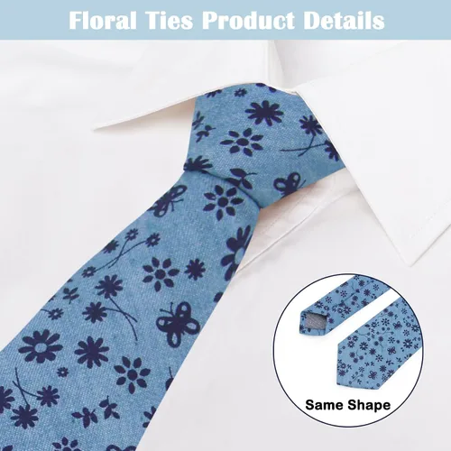 Vista 2 de Mantieqingway Corbata de cuello floral de algodón para hombre 2.56 '' impresa corbata flaca