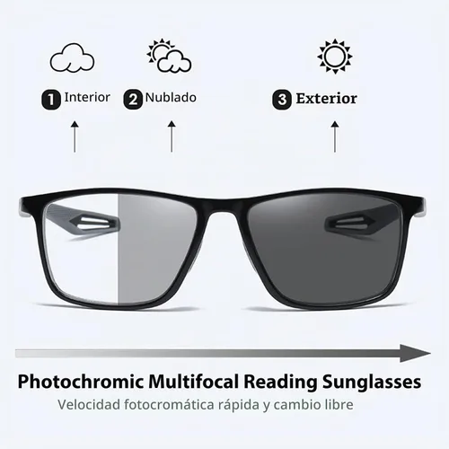 Vista 3 de Multifocal Progressive Transition Photochromic Reading Glasses Blue Light Blocking Multifocus Readers Spring Hinge