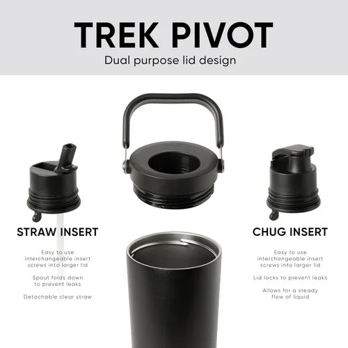 Vista 2 de Simple Modern Trek Pivot Vaso con pajita abatible de 30 oz con asa Botella de agua y protector Tapas intercambiables de pajita y para beber