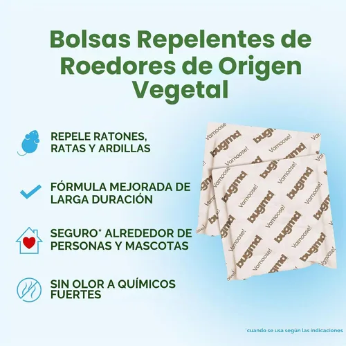 Vista 8 de BugMD Vamoose! Plus - Repelente de ratones con aceite de menta (4 bolsas)