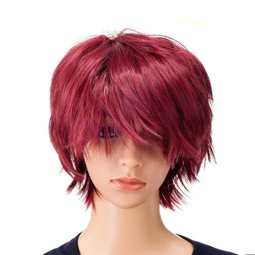 Vista 14 de SWACC - Peluca de cosplay, unisex, con capas, para hombres y mujeres, para disfraces 1B-Off Negro