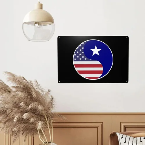 Vista 5 de MULIHU Yin Yang Flag Combination Of America And Bonnie Blue Flag Tin Signs Vintage Metal Sign Iron Painting for Home Bar Coffee Kitchen funny Wall