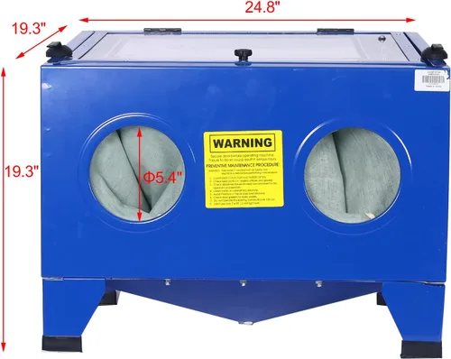 Vista 4 de Gabinete de explosión abrasiva superior de banco, 25 galones, 80 psi, elimina el óxido, la suciedad y la pintura, ideal para reparadores