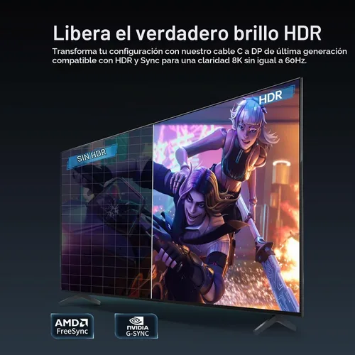 Vista 3 de Cable USB C a DisplayPort 1.4 de 4K a 144Hz de 6 pies 32.4 Gbps USB tipo C