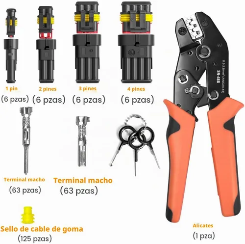 Vista 2 de ANTOM Kit de conectores automotrices de 356 piezas, 26 juegos de conectores de cable impermeables de 1/2/3/4 pines con herramienta de prensado