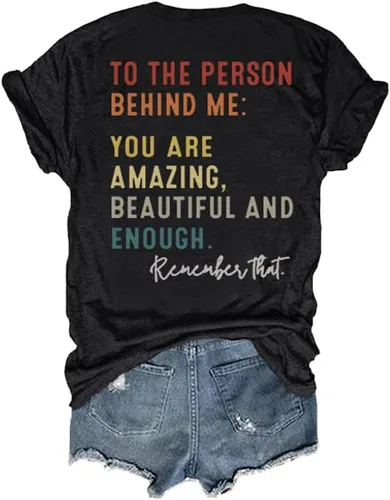 Vista 3 de Camiseta You Matter You Amazing Beautiful Enough Casual cuello en V para mujer