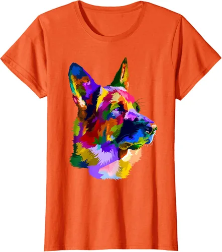 Vista 45 de Camiseta con retrato de pastor alemán para dueños de perros, Negro, S