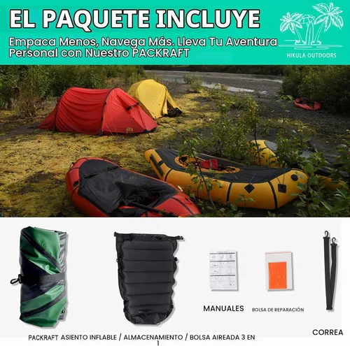 Vista 5 de Inflatable Lightweight TPU PackRaft Eco-Friendly White Water Rafting Micro Inflatable Kayak Canoe Carry Bag Included