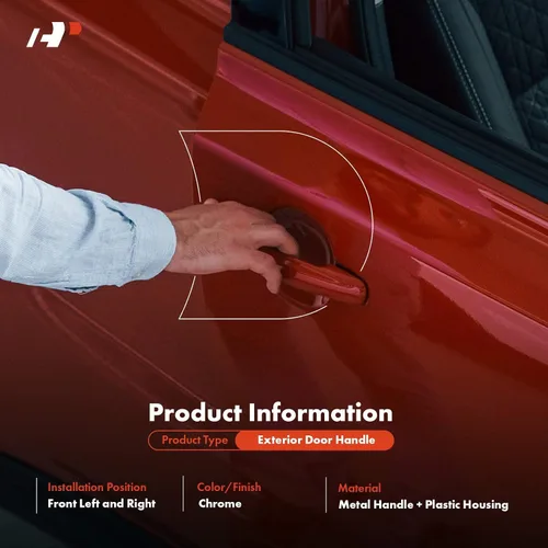 Vista 2 de A-Premium Manijas de puerta exteriores de metal mejoradas compatibles con Toyota Tacoma 1995-2004, cromadas, juego de 2 piezas, lado delantero