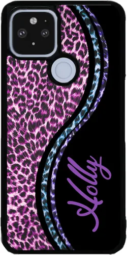 Vista 9 de Funda de goma negra personalizada con piel de leopardo azul y morado compatible con Google Pixel 10, 10 Pro, 10 Pro XL, 9a, 9 Pro, Pixel 9, Pixel 9