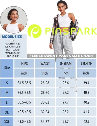 Vista 6 de Pinspark Pantalones deportivos con forro polar para mujer, para invierno y otoño, pantalones deportivos casuales holgados con bolsillos