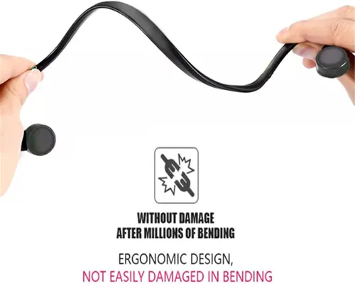 Vista 5 de Auriculares con cable de conducción ósea con micrófono de cancelación de ruido, conector de 0.138 in, resistentes al sudor, para ciclismo, correr