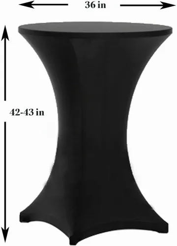 Vista 2 de Tina's Fundas para mesa de cóctel, color negro, paquete de 4 manteles de 36 Mantel de cóctel de elastano elástico ajustable, mantel de mesa de 4