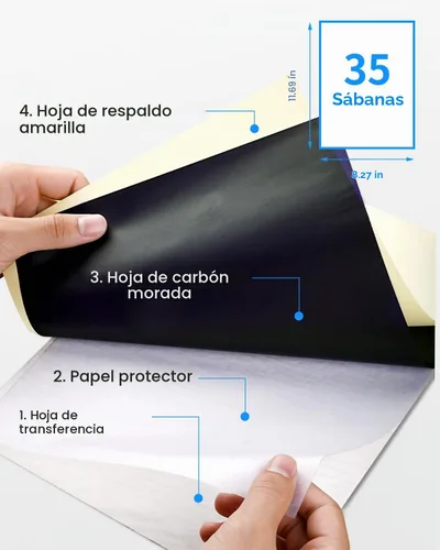 Vista 2 de Phomemo 35 hojas de papel para plantillas de tatuaje, papel de transferencia para tatuar, compatible con Itari M08F, TP81, TP83, A886, A887