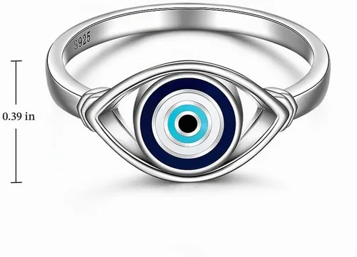 Vista 3 de Fenthring Anillo contra el mal de ojo para mujer, joyería de protección Evil Eye-101-plata esterlina