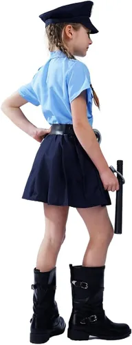 Vista 5 de Liatunou Disfraz de oficial de policía para niñas, conjunto de uniforme de policía de Halloween
