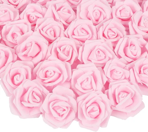 Vista 17 de Cabezas de rosas artificiales, 100 rosas falsas negras, cabezas de rosas artificiales de espuma para ramos de boda, centros de mesa, arreglos