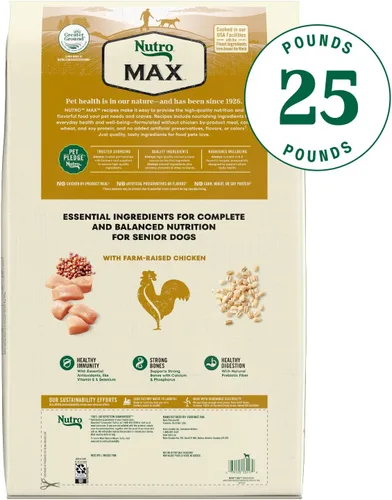Vista 2 de Nutro Max Senior - Alimento seco para perros con pollo criado en granja, bolsa de 25 libras
