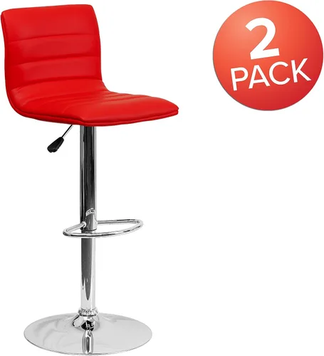 Vista 87 de Flash Funiture silla de bar ajustable con base cromada, Vinilo, Gris