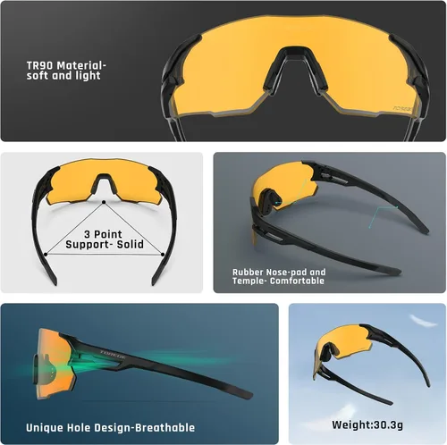 Vista 3 de TOREGE Z87 - Gafas de sol deportivas para hombre y mujer, protección UV, ideales para ciclismo, pesca, béisbol, correr, golf y hombre de hielo