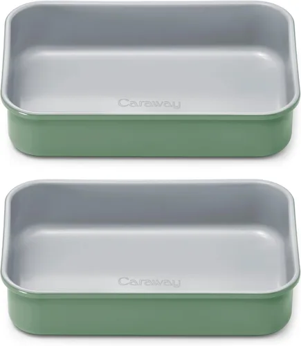 Vista 30 de Caraway Molde rectangular pequeño antiadherente de 9" x 6.5", no tóxico, sin PTFE ni PFOA, núcleo de acero aluminizado, bandeja para hornear