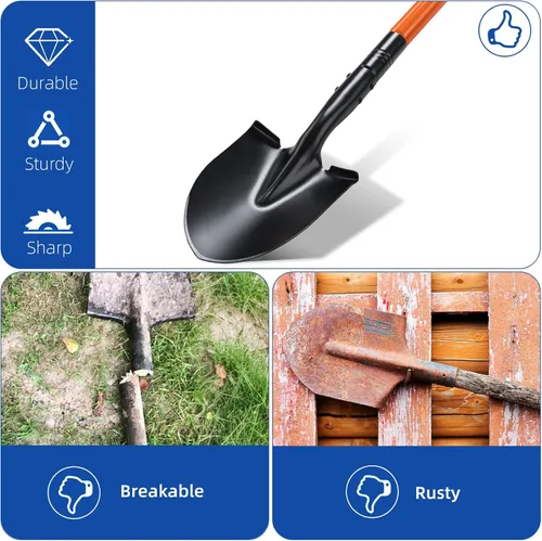Vista 6 de Pala Pequeña para Cavar con Mango de Metal, Pala de Jardín de 111 cm de Resistencia, Ideal para Jardinería, Escarbado, Plantación, Acampada