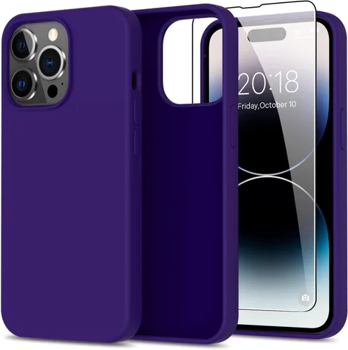 Vista 65 de bemal Funda para iPhone 14 Pro con protector de pantalla, silicona líquida de ajuste delgado, forro de microfibra suave, diseñada para mujeres