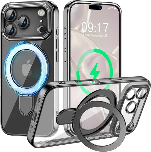 Vista 31 de Funda magnética para iPhone 14 Pro con soporte invisible [compatible con MagSafe] [protector completo de lente de cámara]