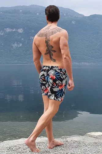 Vista 6 de GINGTTO Trajes de baño cortos de playa para hombre con forro de malla
