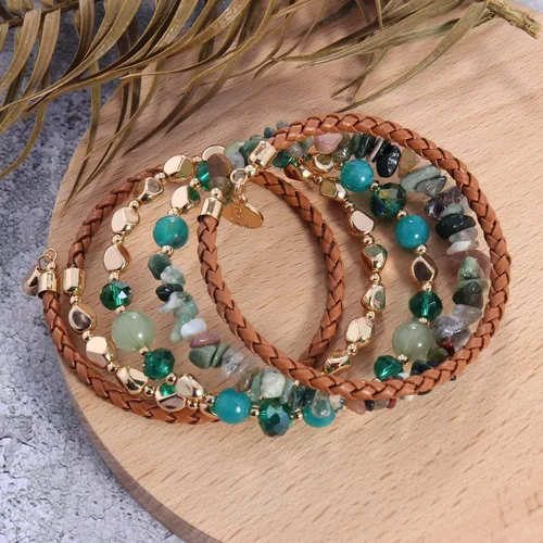 Vista 3 de Coiris Pulsera con cuentas de múltiples hebras, pulseras apilables con cuentas elásticas