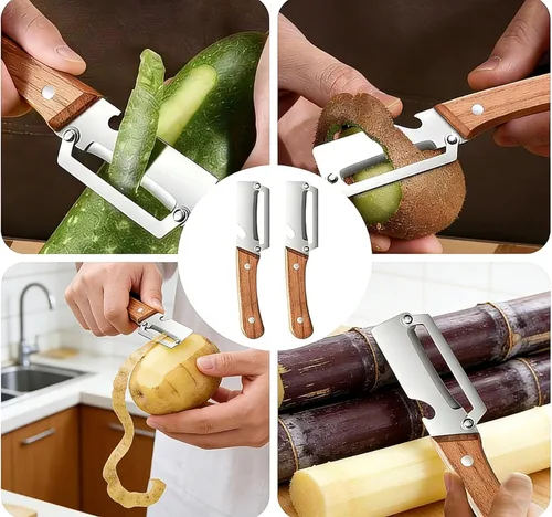 Vista 6 de 2 peladores de verduras multifuncionales 2 en 1, pelador de frutas 2 en 1 y abridor de botellas, resistente y duradero, adecuado para papas