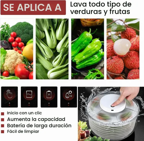 Vista 7 de Molinillo eléctrico de ensalada, 6 L, secadora de verduras de ensalada de gran capacidad, lavadora de ensalada de frutas, secadora para el hogar