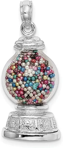 Vista 3 de Collar con colgante de cristal de oro blanco de 14 quilates 3 D máquina de chicles movible joyería fina para mujeres regalos para ella Vidrio