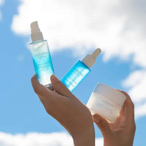 Vista 6 de Lumene Nordic Hydra [Lähde] Birch Dew Jelly - Suero hidratante facial doble con ácido hialurónico y savia de abedul nórdico, suero facial Faily