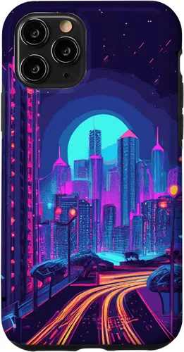 Vista 10 de Funda estética para iPhone 15 Vaporwave Anime City 80s 90s Futurism