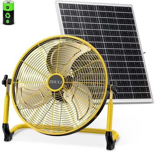 Vista 7 de ZHULI Ventilador de piso portátil de 10 pulgadas, ventilador de campamento inalámbrico recargable, motor sin escobillas de alta velocidad, hoja