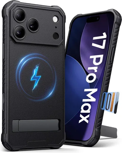 Vista 19 de Funda para iPhone 17 Pro, compatible con MagSafe, soporte integrado y botón de captura de control de cámara, protección de grado militar, funda