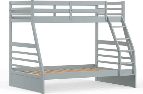 Vista 4 de Glenwillow Home Litera Plana de madera maciza individual sobre cama matrimonial, color gris claro