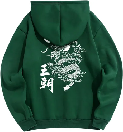 Vista 45 de ZAFUL Sudadera con capucha con cordón para hombre, unisex, de manga larga, sudadera casual