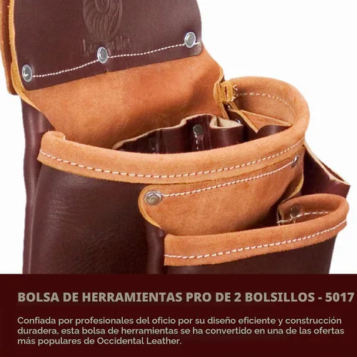 Vista 2 de Occidental Leather 2 Pouch Pro - Bolsa de herramientas - 9 bolsillos y portaherramientas - Fabricado en Estados Unidos