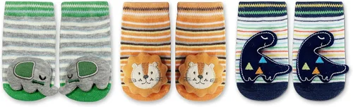 Vista 7 de PUPPET Calcetines de traqueteo para bebé, botines de algodón, juego de regalo (3 unidades) para 0-6 meses