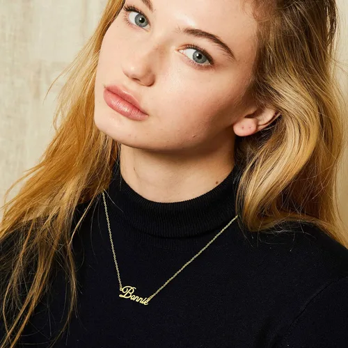 Vista 3 de KISPER - Collar con colgante de acero inoxidable chapado en oro de 18 quilates